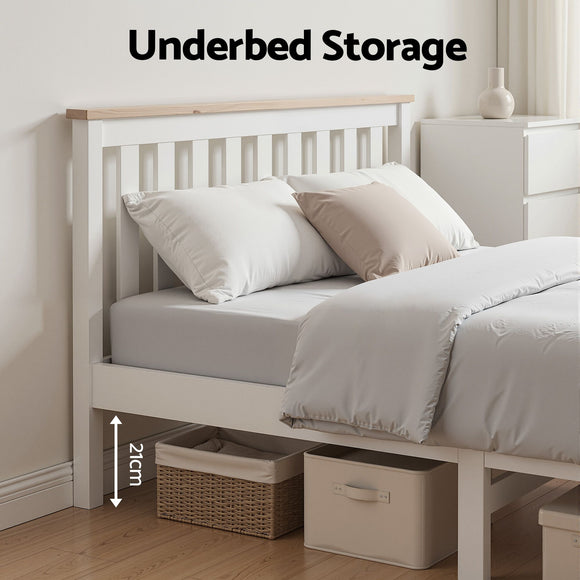 Artiss Double Full Size Wooden Bed Frame PONY Timber Mattress Base Bedroom Kids