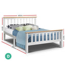 Artiss Double Full Size Wooden Bed Frame PONY Timber Mattress Base Bedroom Kids-2
