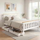 Artiss Bed Frame Double Size Wooden Platform with 2 Storage Drawers White PONY-10