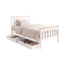 Artiss Bed Frame Single Size Wooden Platform with 2 Storage Drawers White PONY-1