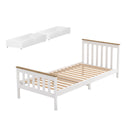 Artiss Bed Frame Single Size Wooden Platform with 2 Storage Drawers White PONY-1