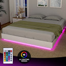 Artiss Double Bed Frame with 16Colour Led Light Wooden Platform Bed Base DAYGLOW-4