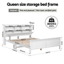 Artiss Queen Bed Frame with Storage Headboard and Footboard Wooden Bed Base White-2
