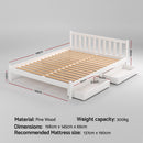 Artiss Bed Frame Double Size Wooden Platform with 2 Storage Drawers White SOFIE-2