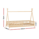 Artiss Bed Frame Wooden Kids House Frames Oak PUAH-2