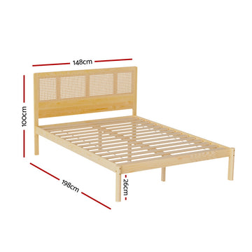 Artiss Bed Frame Double Size Rattan Wooden RITA - 0