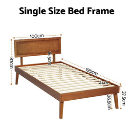 Artiss Bed Frame Single Size Wooden Bed Base Walnut SPLAY - 0