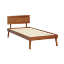 Artiss Bed Frame Single Size Wooden Bed Base Walnut SPLAY-1