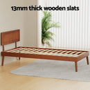 Artiss Bed Frame Single Size Wooden Bed Base Walnut SPLAY-5
