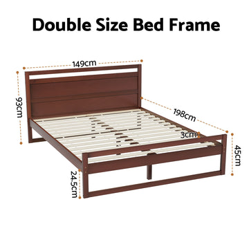 Artiss Bed Frame Double Size Wooden Walnut WITTON - 0