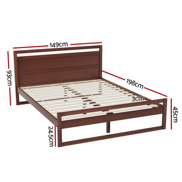 Artiss Bed Frame Double Size Wooden Walnut WITTON - 0