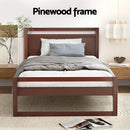 Artiss Bed Frame King Single Size Wooden Walnut WITTON-4