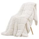 Giselle Faux Fur Weighted Blanket 2 Sided Long Pile Sherpa Reverse Cream 9KG 152 x 203cm-8