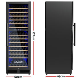 Devanti Wine Fridge Cooler Dual Zone 154 Bottles - 0