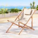 Gardeon Outdoor Deck Chair Wooden Sun Lounge Folding Beach Patio Furniture Beige-7