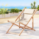 Gardeon Outdoor Deck Chair Wooden Sun Lounge Folding Beach Patio Furniture Beige-8