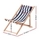Gardeon Outdoor Deck Chair Wooden Sun Lounge Folding Beach Patio Furniture Blue-2