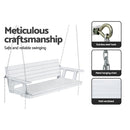 Gardeon Porch Swing Chair with Chain Outdoor Furniture 3 Seater Bench Wooden White-6