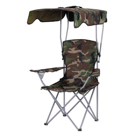 Weisshorn Camping Chair With Canopy Folding Outdoor Portable Seat Lightweight Beach Picnic Fishing Capacity 120KG Army Green - 0