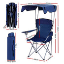 Weisshorn Camping Chair With Canopy Folding Outdoor Portable Seat Lightweight Beach Picnic Fishing Capacity 120KG Navy Blue-3