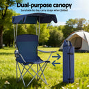 Weisshorn Camping Chair With Canopy Folding Outdoor Portable Seat Lightweight Beach Picnic Fishing Capacity 120KG Navy Blue-5