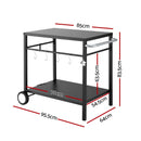 Weisshorn BBQ Camp Party Table, Garden Backyard Outdoor Cart Stainless Steel Prep Table Mobile Kitchen Trolley Heavy Duty with Wheels Tank Holder Hooks, Black-3