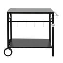Weisshorn BBQ Camp Party Table, Garden Backyard Outdoor Cart Stainless Steel Prep Table Mobile Kitchen Trolley Heavy Duty with Wheels Tank Holder Hooks, Black-4