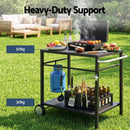 Weisshorn BBQ Camp Party Table, Garden Backyard Outdoor Cart Stainless Steel Prep Table Mobile Kitchen Trolley Heavy Duty with Wheels Tank Holder Hooks, Black-7