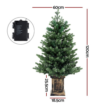 Jingle Jollys Christmas Tree 1.2M LED Potted Xmas Tree Party Decor 8 Light Modes - 0