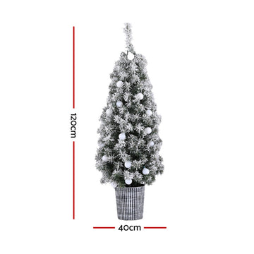 Jingle Jollys Christmas Tree 1.2M Potted Snowy Xmas Tree - 0