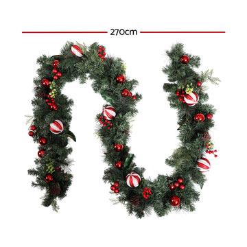 Jingle Jollys 2.7m Christmas Garland with Decorations Xmas Wedding Party - 0