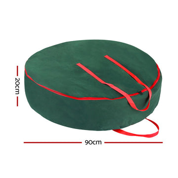 Jingle Jollys Christmas Garland Wreath Storage Bag Baubles Ornaments Container - 0