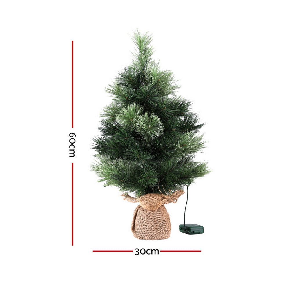 Jingle Jollys Christmas Tree 60CM Mini Tabletop 8 Light Modes Timer Xmas Tree - 0