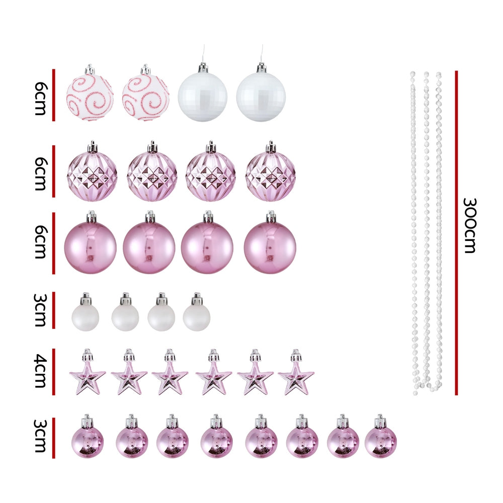 Jingle Jollys 33pcs Christmas Tree Decorations Set Baubles Ornaments Party Pink - 0