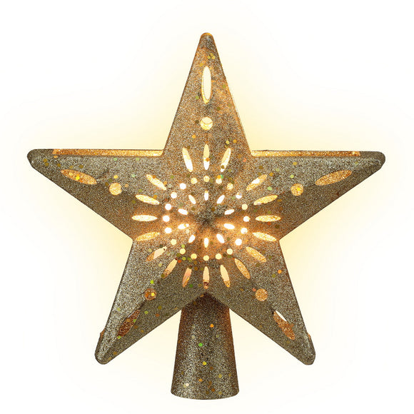 Jingle Jollys Christmas Tree Topper Star Snowflake Projector Party Glitter Gold