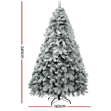 Jingle Jollys Christmas Tree 2.4m Snow Flocked Xmas Tree Decorations 1165 Tips - 0