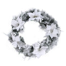Jingle Jollys 60cm Christmas Wreath LED Lights Snowy Flowers Garland Party Decor-3