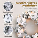 Jingle Jollys 60cm Christmas Wreath LED Lights Snowy Flowers Garland Party Decor-4