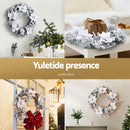 Jingle Jollys 60cm Christmas Wreath LED Lights Snowy Flowers Garland Party Decor-5