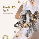 Jingle Jollys 60cm Christmas Wreath LED Lights Snowy Flowers Garland Party Decor-6