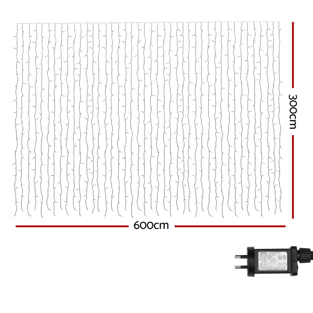 3X6M Christmas Lights Curtain Light 960 LED RGB Remote Jingle Jollys - 0