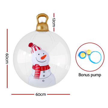 Jingle Jollys Christmas Inflatable Ball 60cm Snowman Decoration Giant Bauble - 0