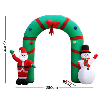 Jingle Jollys Christmas Inflatable Archwary 2.8M Illuminated Decorations - 0