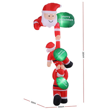 Jingle Jollys Christmas Inflatable Climbing Santa 2.5M Height LED Decorations Illuminated - 0