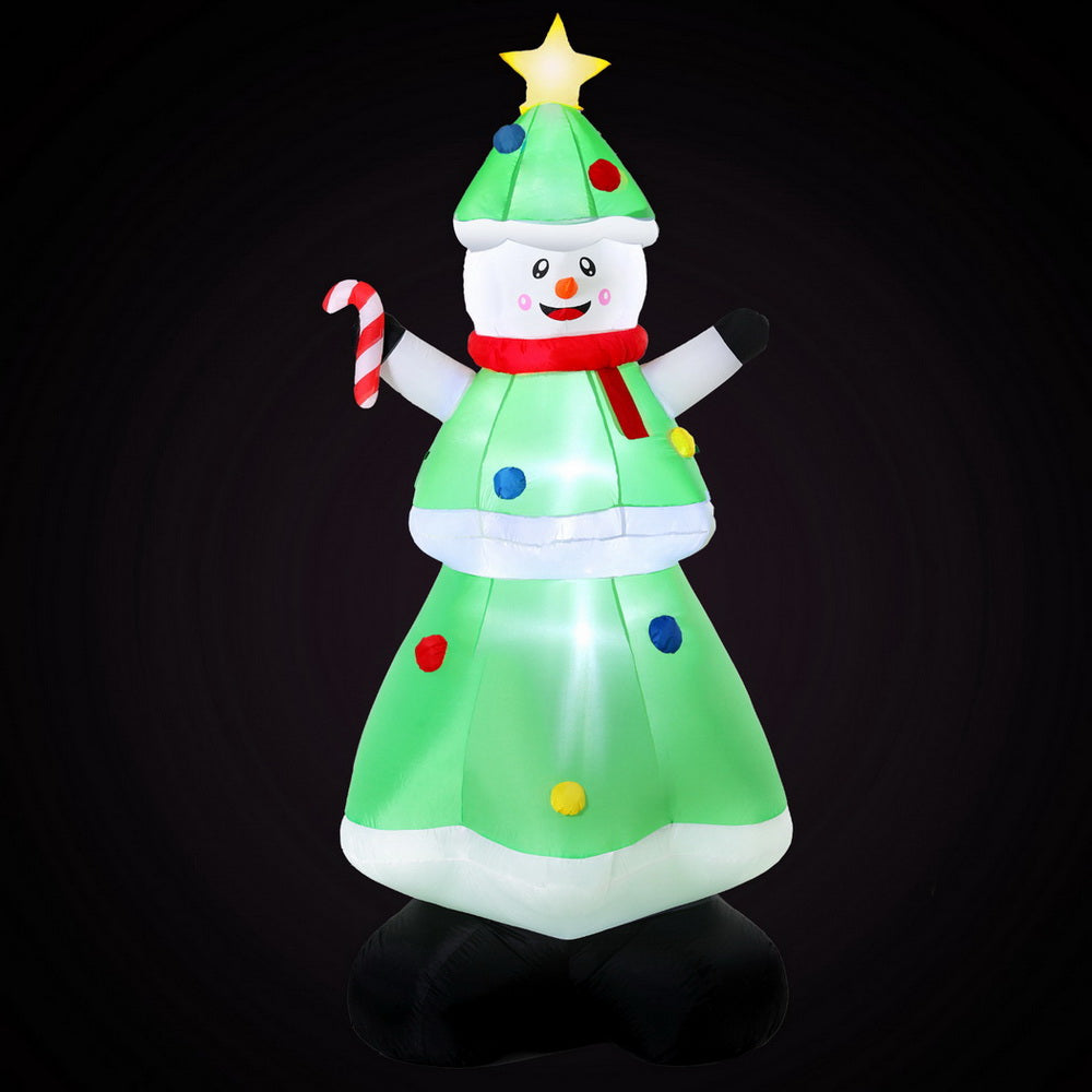 Jingle Jollys Christmas Inflatable Snowman Tree 2.75M Height LED Decorations Illuminated - 0