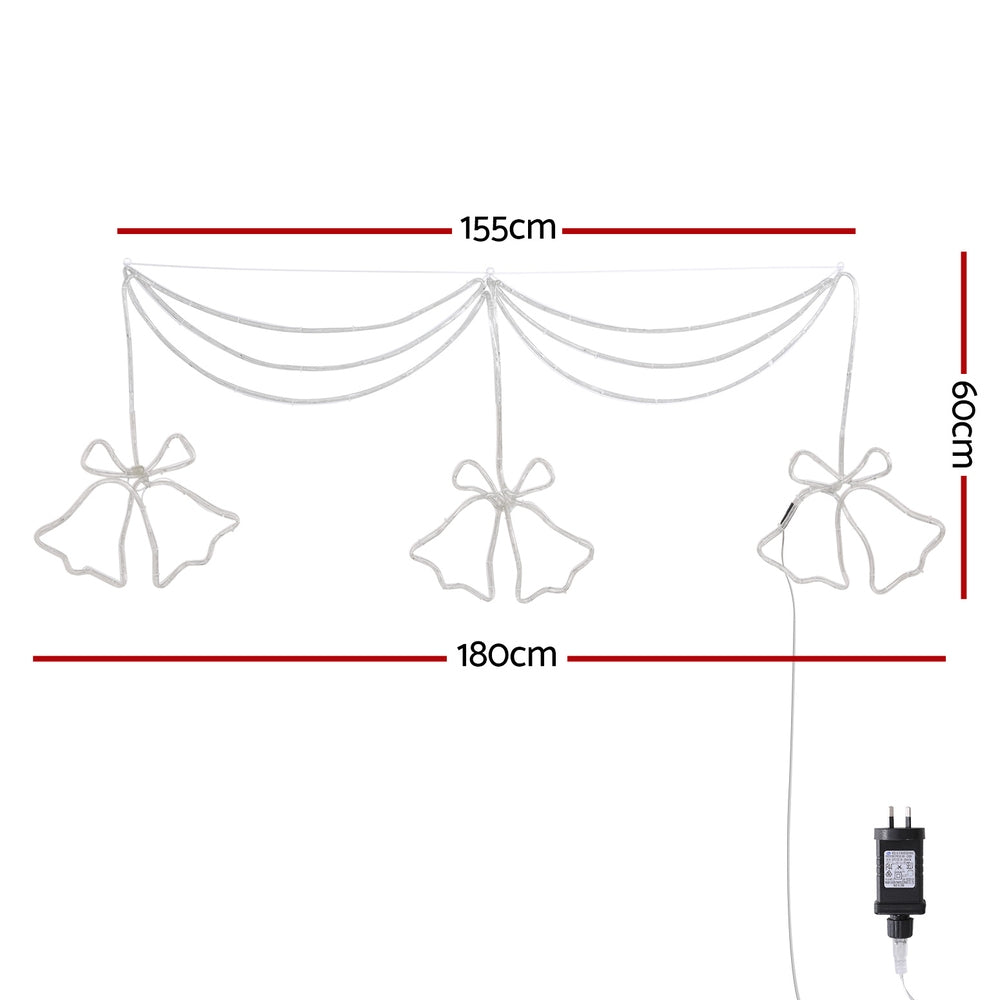 1.8M Christmas Lights 288 LED Bell Motif Light Decorations Jingle Jollys - 0