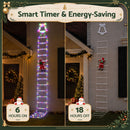 Jingle Jollys 3.5M Christmas Lights 300 LED Ladder Light with Santa Claus Decor-4