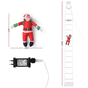 Jingle Jollys 3.5M Christmas Lights 300 LED Ladder Light with Santa Claus Decor - 0