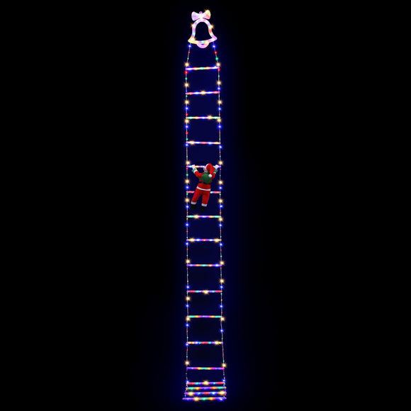 Jingle Jollys 3.5M Christmas Lights 300 LED Ladder Light with Santa Claus Decor