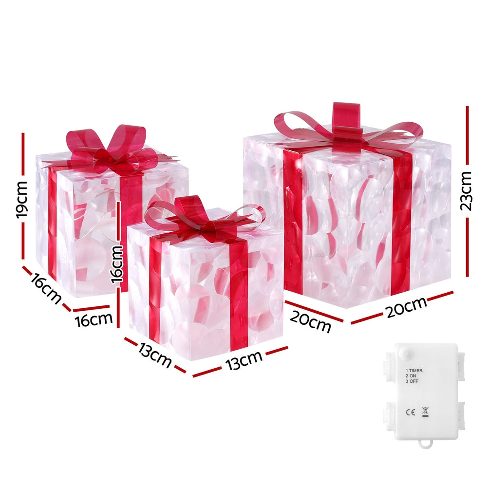 3 PCS Christmas Lights 70 LED Fairy Light Gift Box Jingle Jollys - 0